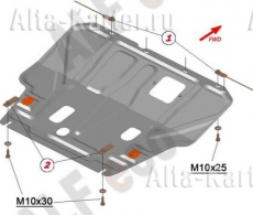 Защита Alfeco для картера и КПП Nissan Sentra B17 2012-2019